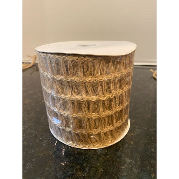 Burlap Jute Windowpane Weave Ribbon and 2 Tassels, Ribbon is 4" W x 10 Yds. NWT - Picture 5 of 7